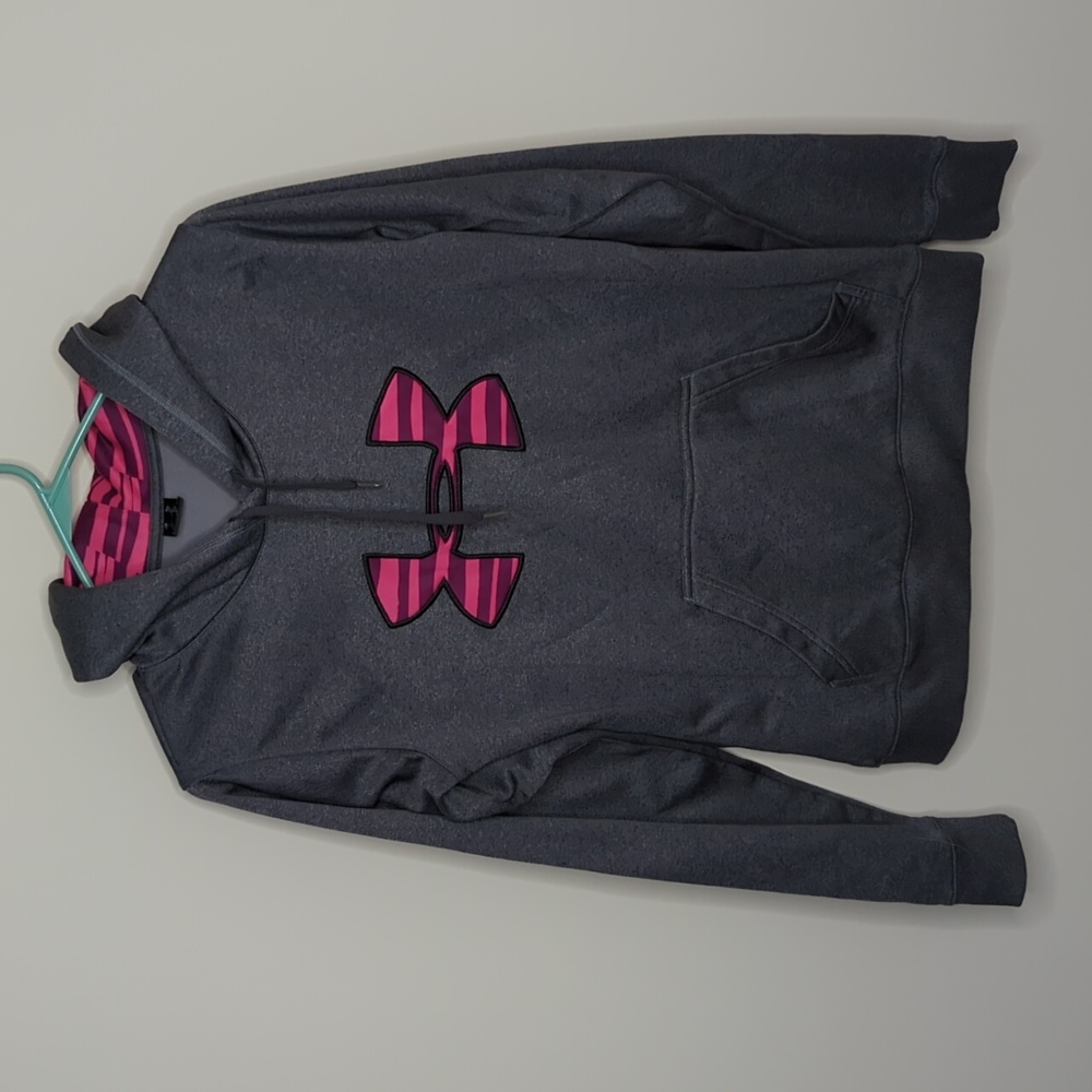 UA Under Armour grey pink purple hoodie Wonen medium top sweatshirt